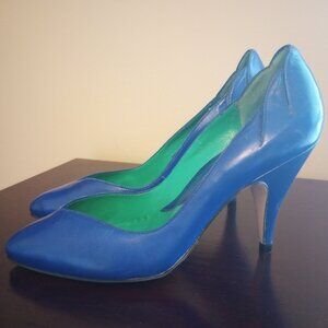Vintage Designer Royal Blue Leather High Heel Pumps sz 6